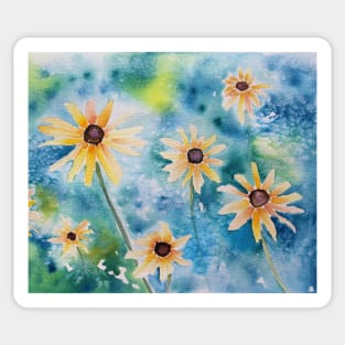 Black Eyed Susan Watercolor Painting Sticker